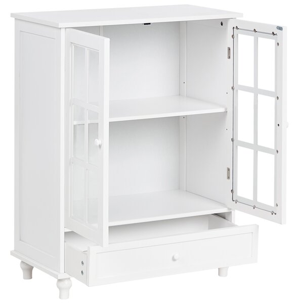 Prosklená komoda CARLET 71 cm Bílá