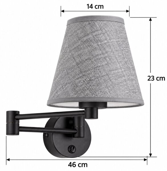 BRILAGI - Nástěnná lampa NUBILA 1xE27/15W/230V šedá/černá