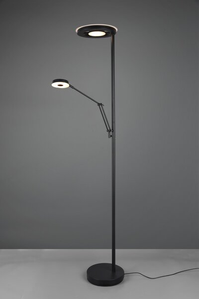 Trio 424210332 LED stojací svítidlo Barrie 1x32W + 1x6W | 4600lm | 2700-4000K | IP20 - zabudovaný stmívač, paměťová funkce, nastavení teploty osvětlení, otočná ramena, oddělené vypínače, černá