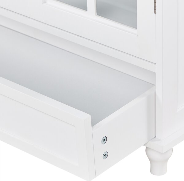 Prosklená komoda CARLET 71 cm Bílá