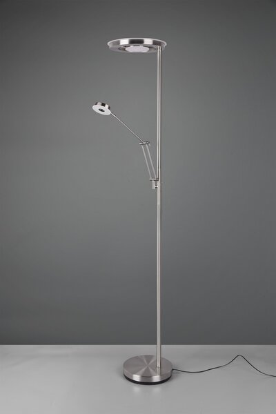 Trio 424210307 LED stojací svítidlo Barrie 1x32W + 1x6W | 4600lm | 2700-4000K | IP20 - zabudovaný stmívač, paměťová funkce, nastavení teploty osvětlení, otočná ramena, oddělené vypínače, nikl
