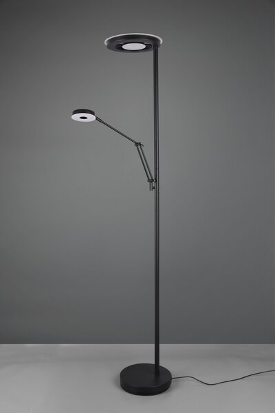 Trio 424210332 LED stojací svítidlo Barrie 1x32W + 1x6W | 4600lm | 2700-4000K | IP20 - zabudovaný stmívač, paměťová funkce, nastavení teploty osvětlení, otočná ramena, oddělené vypínače, černá
