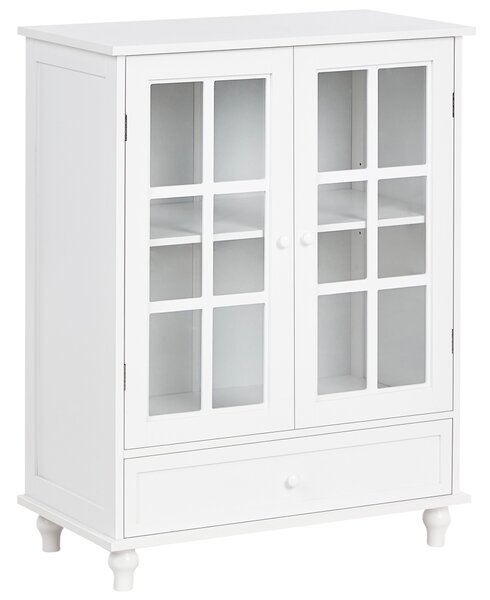 Prosklená komoda CARLET 71 cm Bílá
