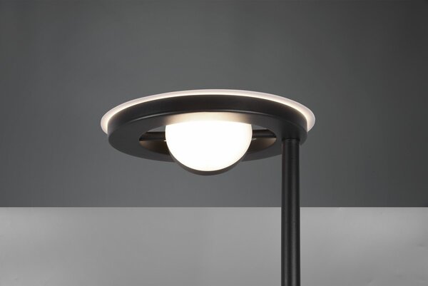 Trio 424210332 LED stojací svítidlo Barrie 1x32W + 1x6W | 4600lm | 2700-4000K | IP20 - zabudovaný stmívač, paměťová funkce, nastavení teploty osvětlení, otočná ramena, oddělené vypínače, černá