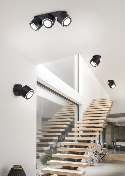 Trio 652910132 LED přisazené stropní bodové svítidlo Taurus 1x3,5W + 1x1,5W | 450lm | 3000K | IP20 - oddělené vypínače, černá