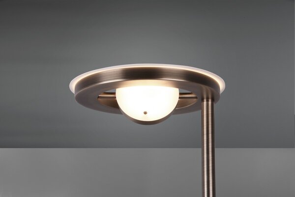 Trio 424210304 LED stojací lampa Barrie 1x32W + 1x6W | 4600lm | 2700-4000K | IP20 - zabudovaný stmívač, paměťová funkce, nastavení teploty osvětlení, otočná ramena, oddělené vypínače, mosaz