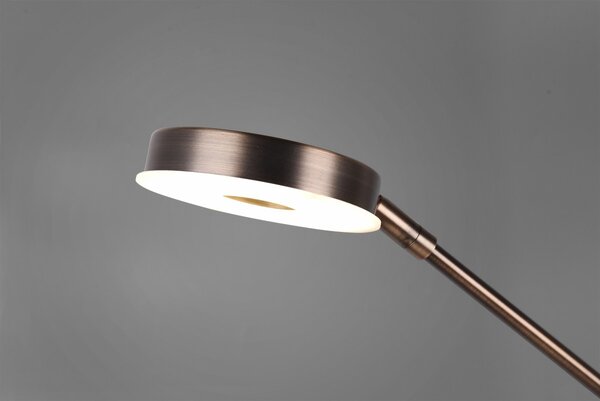 Trio 424210304 LED stojací lampa Barrie 1x32W + 1x6W | 4600lm | 2700-4000K | IP20 - zabudovaný stmívač, paměťová funkce, nastavení teploty osvětlení, otočná ramena, oddělené vypínače, mosaz