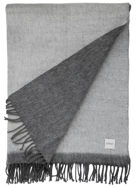 ERNST Pléd z vlněné směsi Fringe Dark Grey - 130 x 170 cm EF546