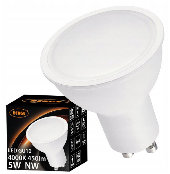 LED žárovka - SMD 2835 - GU10 - 5W - 450Lm - neutrální bílá BERGE