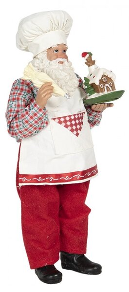 Vánoční dekorace Santa cukrář s perníkovou chaloupkou - 13*10*28 cm - Clayre & Eef