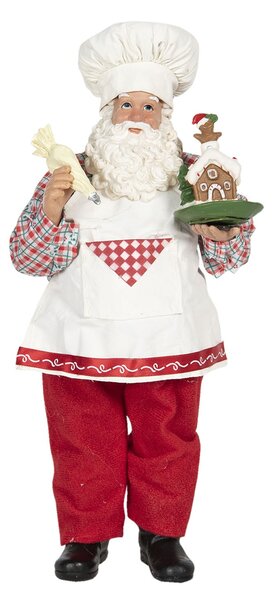 Vánoční dekorace Santa cukrář s perníkovou chaloupkou - 13*10*28 cm - Clayre & Eef