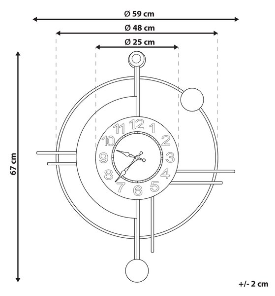 Nástěnné hodiny ALLOGNY 59 cm Kov Zlatá
