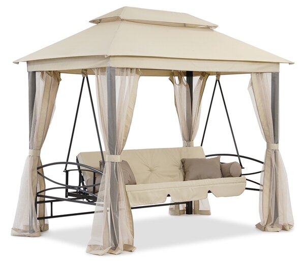 Pěkná kovová zahradní houpačka Premium Garden Point béžová