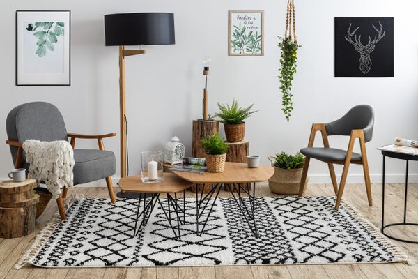 Koberec PROMO BERBER SAFI N9040 bílý / černý