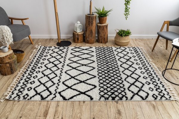 Koberec PROMO BERBER SAFI N9040 bílý / černý