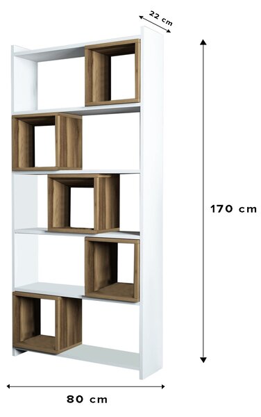 ASIR Knihovna BOX bílá ořech