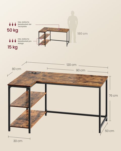 Rohový kancelářský stůl LWD132KD01