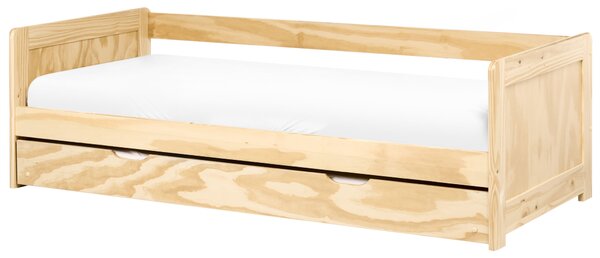 Rozkládací postel Borovicové dřevo GRAVELINES 90 x 200 cm Světle hnědá