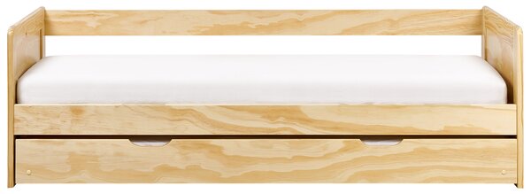 Rozkládací postel Borovicové dřevo GRAVELINES 90 x 200 cm Světle hnědá