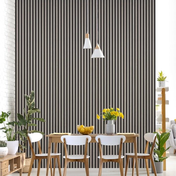 Dřevěný akustický panel, 2400 x 600 mm, B2BP009, balení 5 ks, dub grafitový