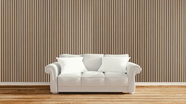 Dřevěný akustický panel, 2400 x 600 mm, B2BP006, dub mořený