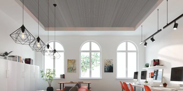 Dřevěný akustický panel, 2400 x 600 mm, B2BP009, balení 5 ks, dub grafitový