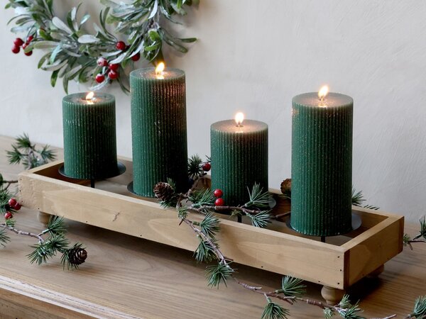 Hnědý antik dřevěný adventní svícen Advent Candle - 49*14*9 cm - Chic Antique
