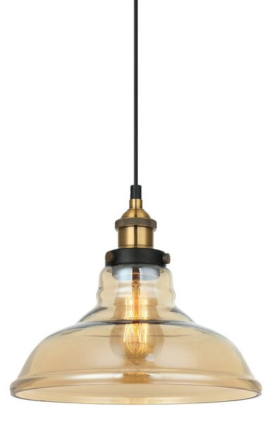 Italux MDM-2381/1 GD+AMB závěsné stropní svítidlo Hubert 1x40W | E27 - černá, zlatá, jantarové sklo