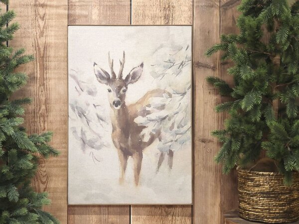 Nástěnná mapa srnec na plátně Deer - 53*3,5*77 cm - Chic Antique