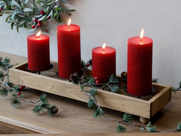 Hnědý antik dřevěný adventní svícen Advent Candle - 49*14*9 cm - Chic Antique