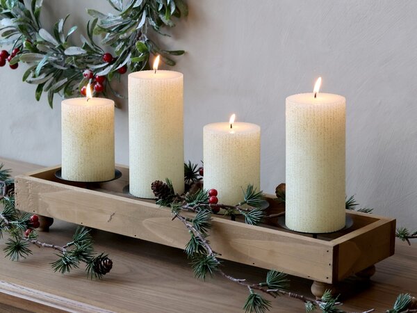 Hnědý antik dřevěný adventní svícen Advent Candle - 49*14*9 cm - Chic Antique