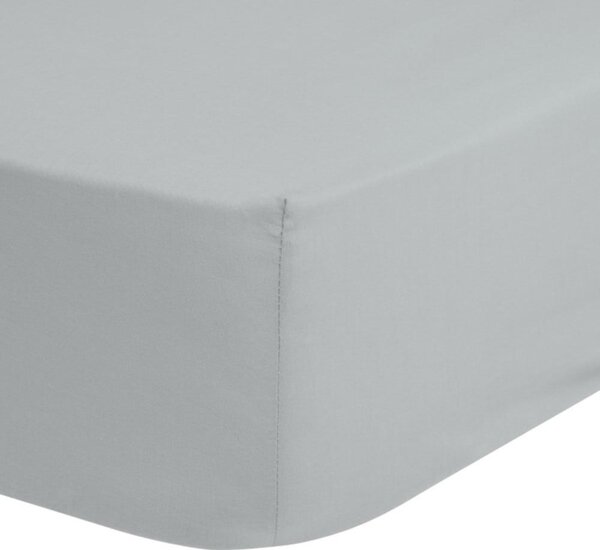 Šedé bavlněné elastické prostěradlo Good Morning, 90 x 200 cm