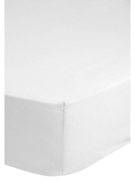 Bílé elastické prostěradlo z bavlněného saténu HIP, 180 x 200 cm
