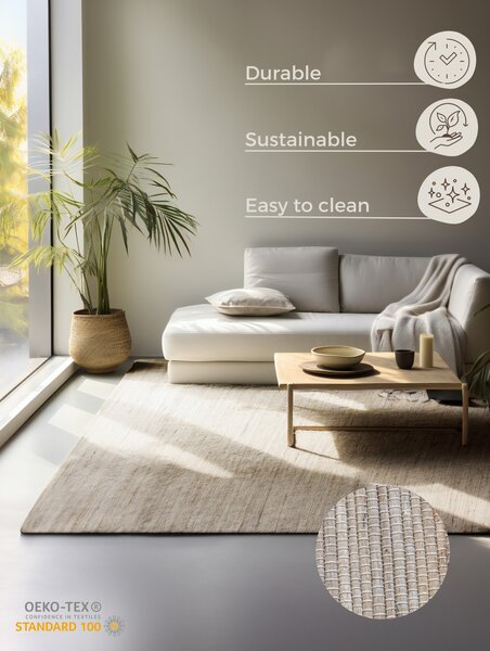 Hanse Home, Kusový koberec Handloom 105962 Dhaka Grey Brown, 60x90, béžová, chodba / předsíň