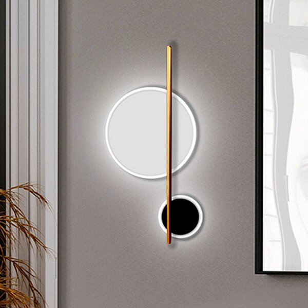 Schuller Valencia LED nástěnné světlo Duo, výška 52 cm, černá/zlatá, kov, Mosaz / zlato, Obývací pokoj / jídelna, Hliník, Moderní