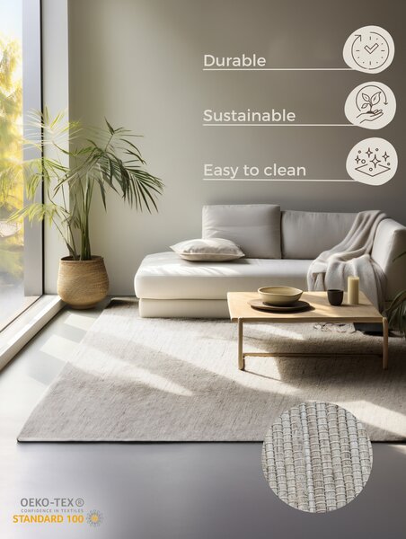 Hanse Home, Kusový koberec Handloom 105960 Dhaka Ivory White, 60x90, bílá, chodba / předsíň