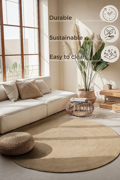 Hanse Home, Kusový koberec Jute Braided 106007 Ivory kruh, 140x140 (průměr) kruh, béžová, chodba / předsíň