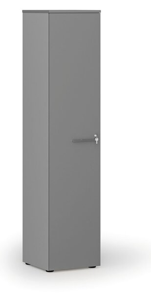 Úzká kancelářská skříň PRIMO GRAY, 400 x 420 x 1781 mm, šedá/grafit
