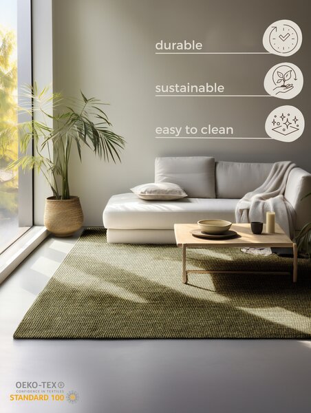 Hanse Home, Kusový koberec Bouclé Jute 105977 Jungle Green, 60x90, zelená, chodba / předsíň