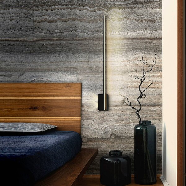 Schuller Valencia LED nástěnné světlo Stick, výška 80 cm, černá, kov, Černá, Obývací pokoj / jídelna, Hliník, Moderní