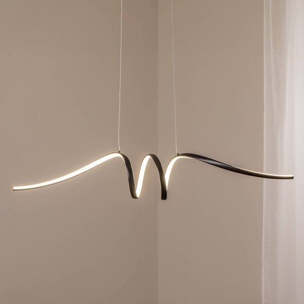 Milagro Lighting Závěsné světlo LED Loop, kov, černá-chrom, 4 000 K, Černá, Obývací pokoj / jídelna, kov, Moderní