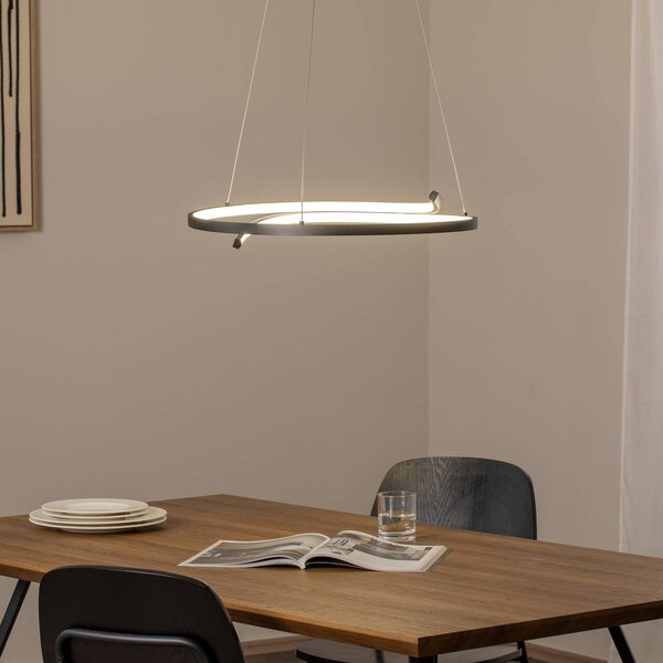 Milagro Lighting Závěsné světlo LED Lorenzo, kov, černé, 4 000 K, Černá, Obývací pokoj / jídelna, kov, Moderní