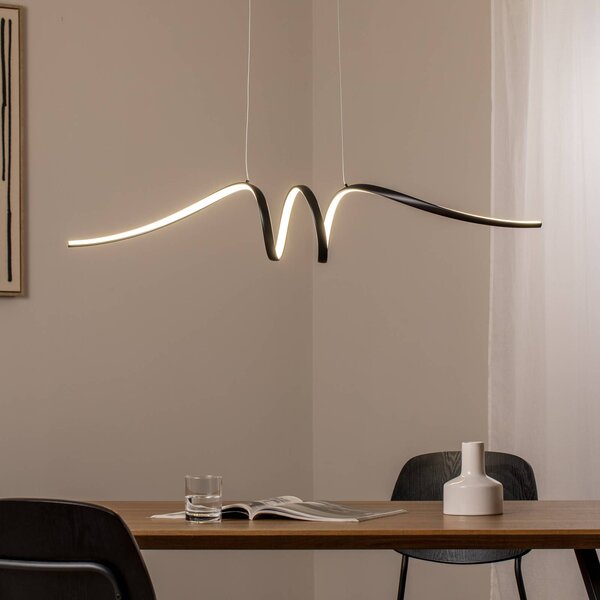 Milagro Lighting Závěsné světlo LED Loop, kov, černá-chrom, 4 000 K, Černá, Obývací pokoj / jídelna, kov, Moderní
