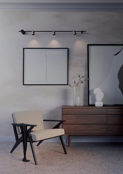 Redo 01-4213 Kobe, černo-hnědé stropní/nástěnné svítidlo, LED 20W 2700K, stmívatelné TRIAC, průměr 6cm, délka 150cm
