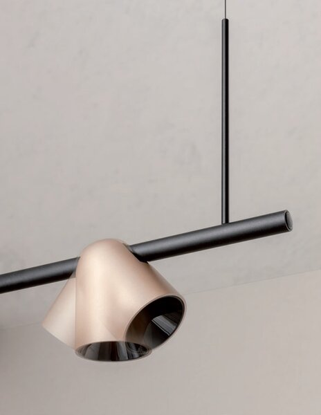Redo 01-4213 Kobe, černo-hnědé stropní/nástěnné svítidlo, LED 20W 2700K, stmívatelné TRIAC, průměr 6cm, délka 150cm