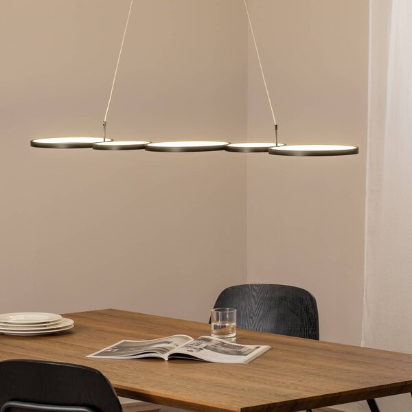 Milagro Lighting Závěsné světlo LED Olympia, kov, černé, 4 000 K, Černá, Obývací pokoj / jídelna, kov, Moderní