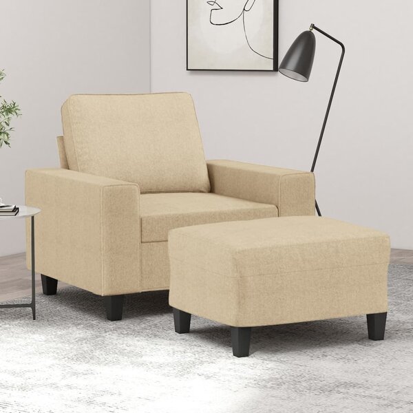 Křeslo s podnožkou krémové 60 cm textil 3201145