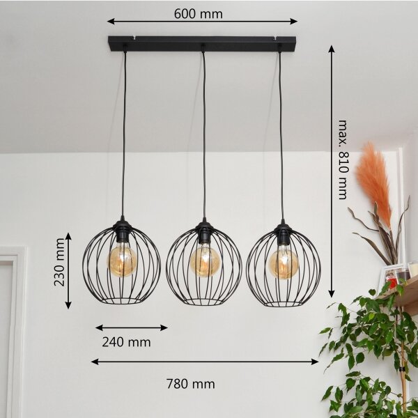 LED Lustr na lanku MERCURE 3xE27/15W/230V