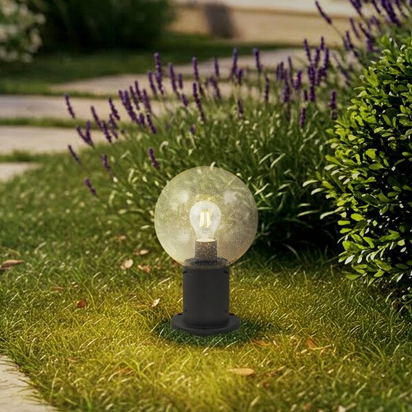 Lindby Stojanová lampa Dangan, černá/čirá, výška 32 cm, sklo, stmívatelný, Čirá / transparetní, Sklo, Moderní