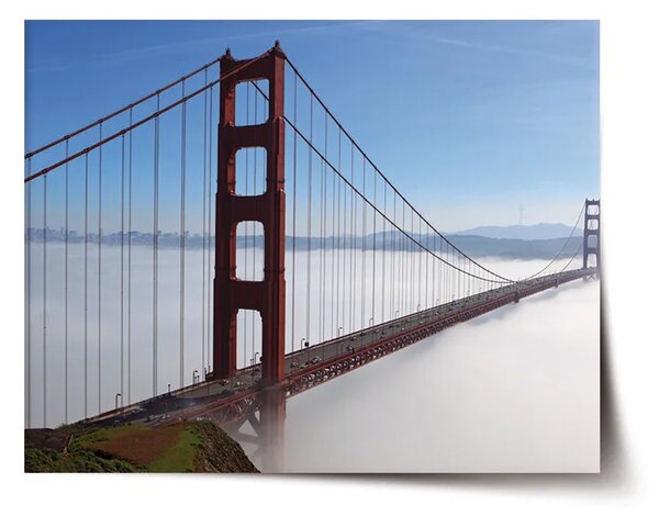 Sablio Plakát Golden Gate v mlze - 60x40 cm